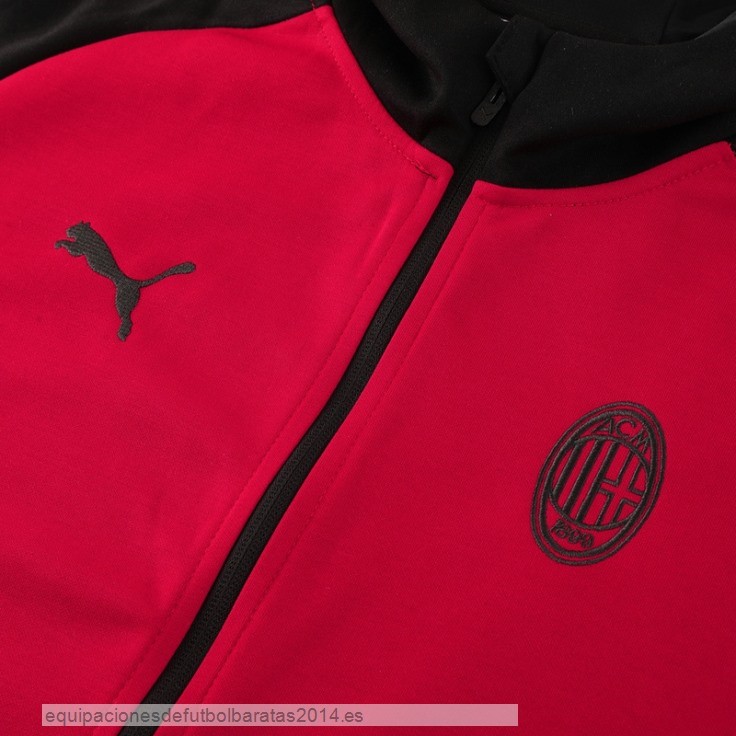 Nuevo Conjunto Completo Chaqueta Con Capucha AC Milan 24/25 Negro Rojo Baratas